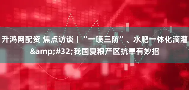 升鸿网配资 焦点访谈丨“一喷三防”、水肥一体化滴灌&#32;我国夏粮产区抗旱有妙招
